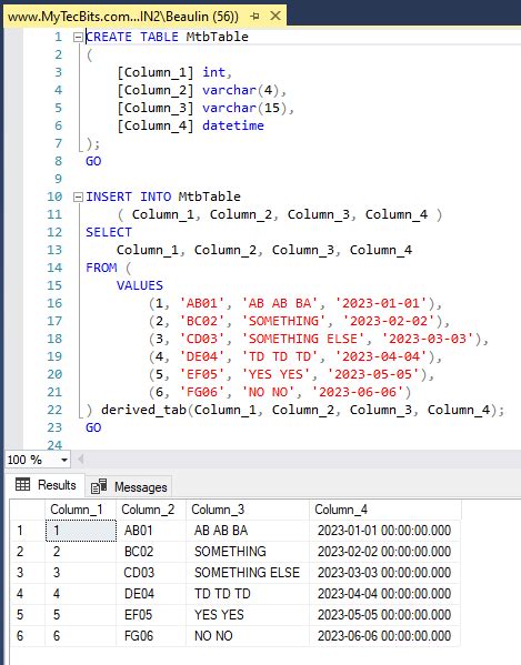 sql insert list of values.